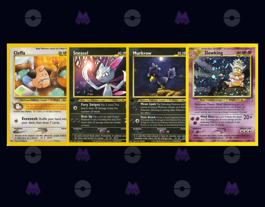 Best neo genesis pokemon cards - cleffa, sneasel, murkrow, and slowking