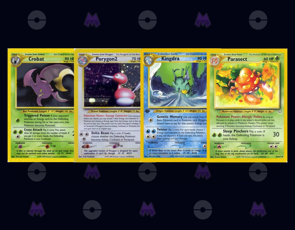 Best neo revelation pokemon cards - crobat, porygon2, kingdra, and parasect