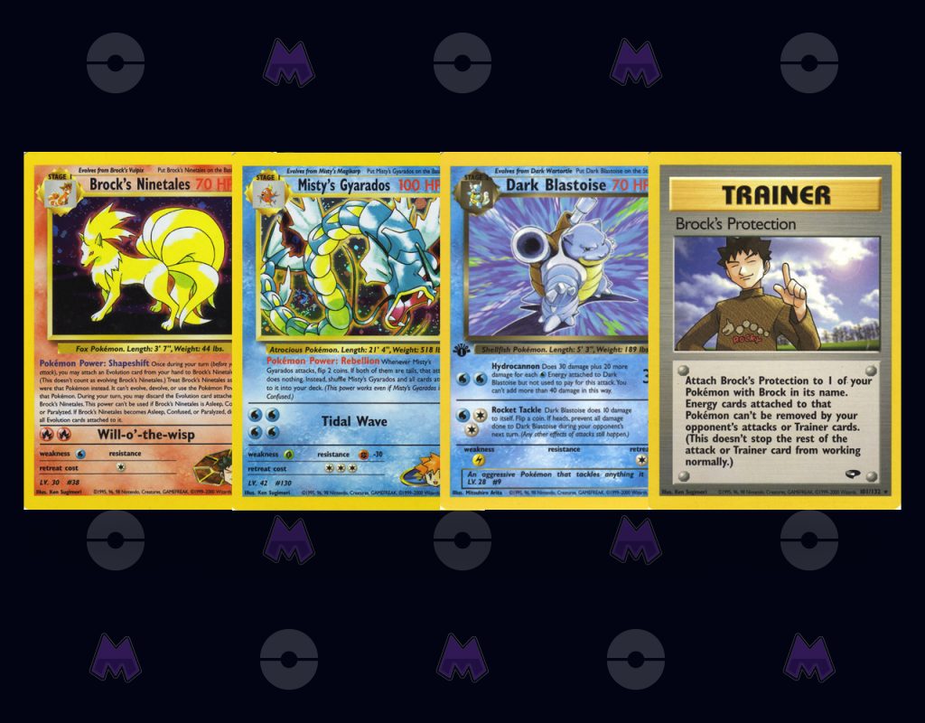 Shapeshifter deck pokemon - Brock's Ninetales, Misty's Gyarados, Dark Blastoise, and Brock's protection.